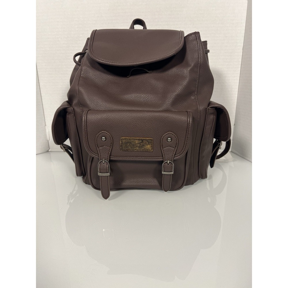 Wrangler Faux Leather Pebbled Backpack Purse Travel Bag Western CHOCOLATE Brown